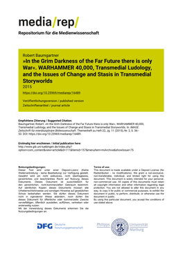 WARHAMMER 40000, Transmedial Ludology, and the Issues of Change A