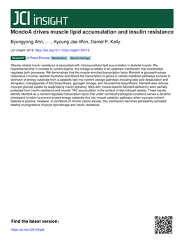 Mondoa Drives Muscle Lipid Accumulation and Insulin Resistance