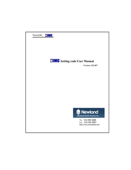 Setting Code User Manual Version 2.02.007