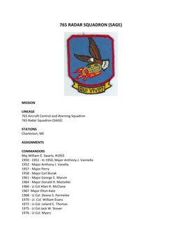 765 Radar Squadron (Sage)