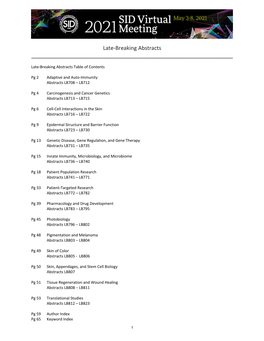 Late-Breaking Abstracts