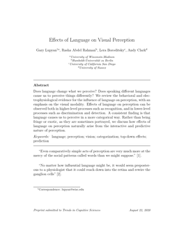 Effects of Language on Visual Perception