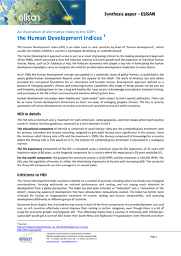 The Human Development Indices 1