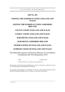 The Mutual Recognition of Protection Measures in Civil Matters (Amendment) (EU Exit) Regulations 2019