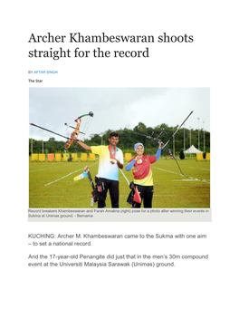 Archer Khambeswaran Shoots Straight for the Record