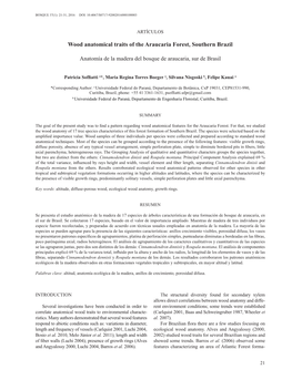 Wood Anatomical Traits of the Araucaria Forest, Southern Brazil Anatomía De La Madera Del Bosque De Araucaria, Sur De Brasil