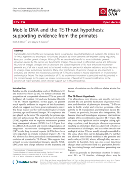 Supporting Evidence from the Primates Keith R Oliver1* and Wayne K Greene2