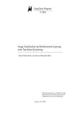 Image Classification by Reinforcement Learning with Two-State Q-Learning