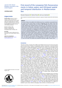 First Record of the Lessepsian Fish Parexocoetus Mento in Italian Abstract Waters and GIS-Based Spatial and Temporal Distribution in Mediterranean Sea