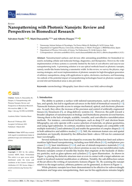 Nanopatterning with Photonic Nanojets: Review and Perspectives in Biomedical Research