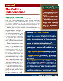 The Call for Independence Section Preview Section Preview