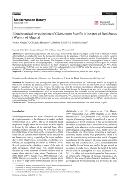 Ethnobotanical Investigation of Chamaerops Humilis in the Area Of