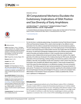 3D Computational Mechanics Elucidate the Evolutionary Implications of Orbit Position and Size Diversity of Early Amphibians