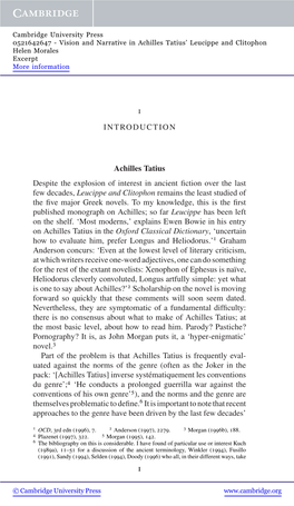 1 INTRODUCTION Achilles Tatius Despite the Explosion of Interest In