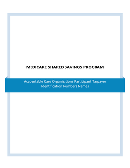 Medicare Shared Savings Program