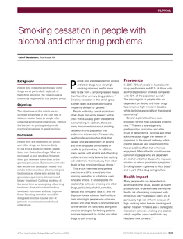 Smoking Cessation in People with Alcohol and Other Drug Problems