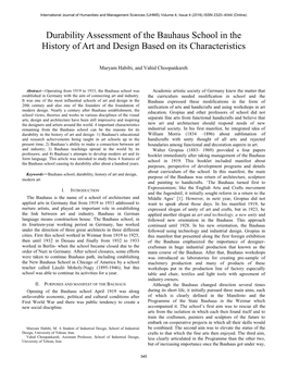 Durability Assessment of the Bauhaus School in the History of Art and Design Based on Its Characteristics