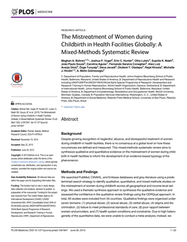 The Mistreatment of Women During Childbirth in Health Facilities Globally: a Mixed-Methods Systematic Review