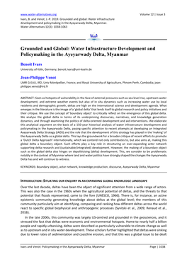 Water Infrastructure Development and Policymaking in the Ayeyarwady Delta, Myanmar
