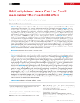 Relationship Between Skeletal Class II and Class III Malocclusions with Vertical Skeletal Pattern