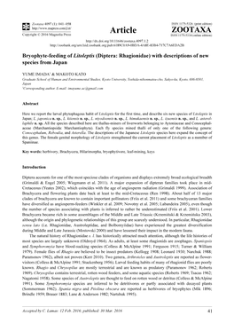 Diptera: Rhagionidae) with Descriptions of New Species from Japan