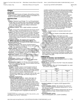 Ginger Between 10-Gingerol and the Second Prominent Band DEFINITION Corresponding to 6-Shogaol in Standard Solution A