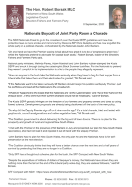 Nationals Boycott of Joint Party Room a Charade