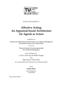 Affective Acting: an Appraisal-Based Architecture for Agents As Actors