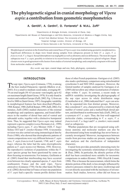 The Phylogenetic Signal in Cranial Morphology of &lt;I&gt;Vipera Aspis&lt;/I&gt;