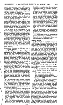 SUPPLEMENT to the LONDON GAZETTE, 14 AUGUST, 1946 4097 Shortly Afterwards Our Troops Took Possession Eamichliye to a Point Where the Road Mosul- of the Town