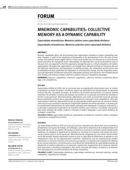 Collective Memory As a Dynamic Capability