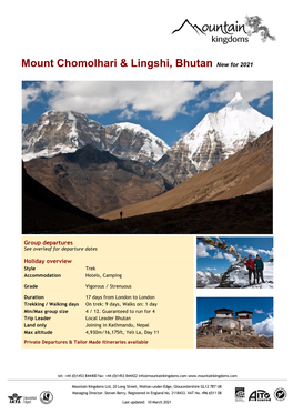 2021 Mount Chomolhari & Lingshi
