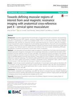 Towards Defining Muscular Regions of Interest from Axial Magnetic Resonance Imaging with Anatomical Cross-Reference: Part II - Cervical Spine Musculature James M