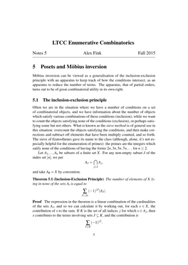 LTCC Enumerative Combinatorics 5 Posets and M¨Obius Inversion