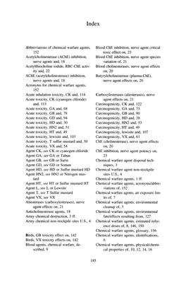Abbreviations of Chemical Warfare Agents, 152 Acetylcholinesterase