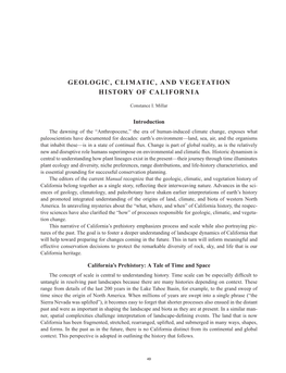 Geologic, Climatic, and Vegetation History of California