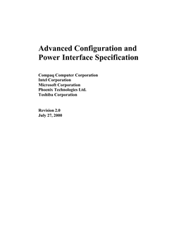 Advanced Configuration and Power Interface Specification