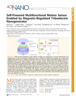 Self-Powered Multifunctional Motion Sensor Enabled by Magnetic