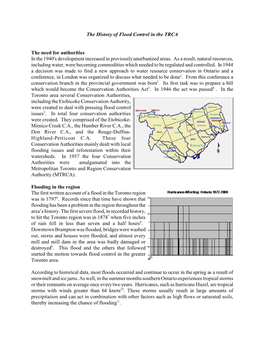 History of Flood Control in the TRCA