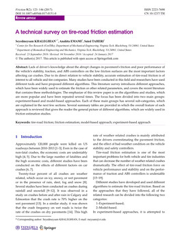 A Technical Survey on Tire-Road Friction Estimation