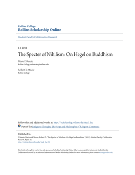 On Hegel on Buddhism Mario D'amato Rollins College, Mdamato@Rollins.Edu