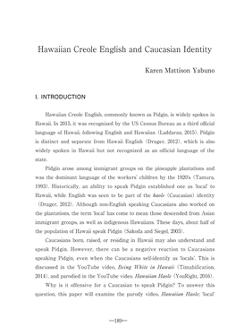 Hawaiian Creole English and Caucasian Identity