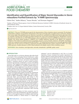 Identification and Quantification of Major Steviol Glycosides in Stevia