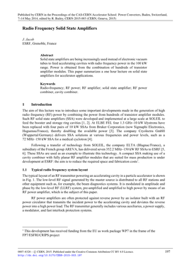 Radio Frequency Solid State Amplifiers