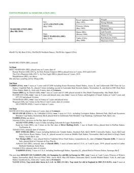 EDITED PEDIGREE for MARJUBILATION (IRE)