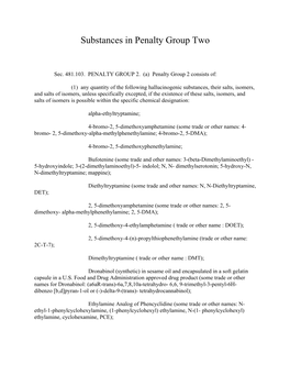 Substances in Penalty Group Two