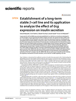 Establishment of a Long-Term Stable Β-Cell Line and Its