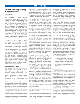 Factors Affecting Stability in Northern Iraq