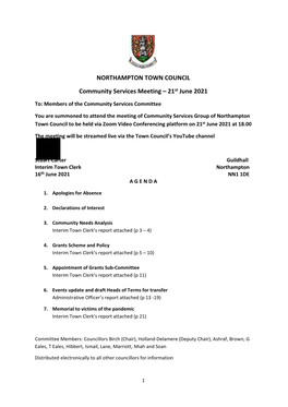 NORTHAMPTON TOWN COUNCIL Community Services Meeting 21St