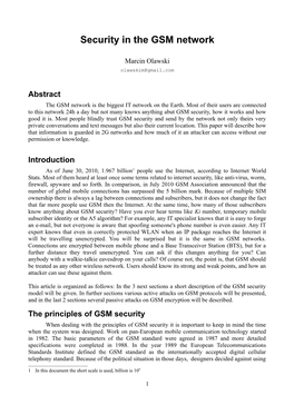 Security in the GSM Network